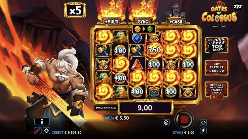 Gates of Colossus MultiChase - winnende combinatie in het basisspel